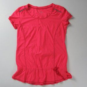 Athlets Short Sleeve Bright Pink Workout Top Shirt Peplum Hem Small